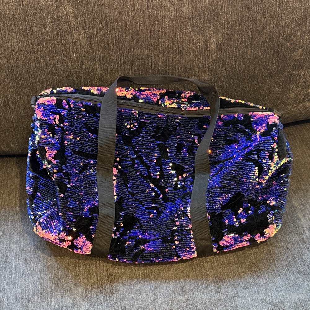 Sequin Duffle Bag - Black and Purple
